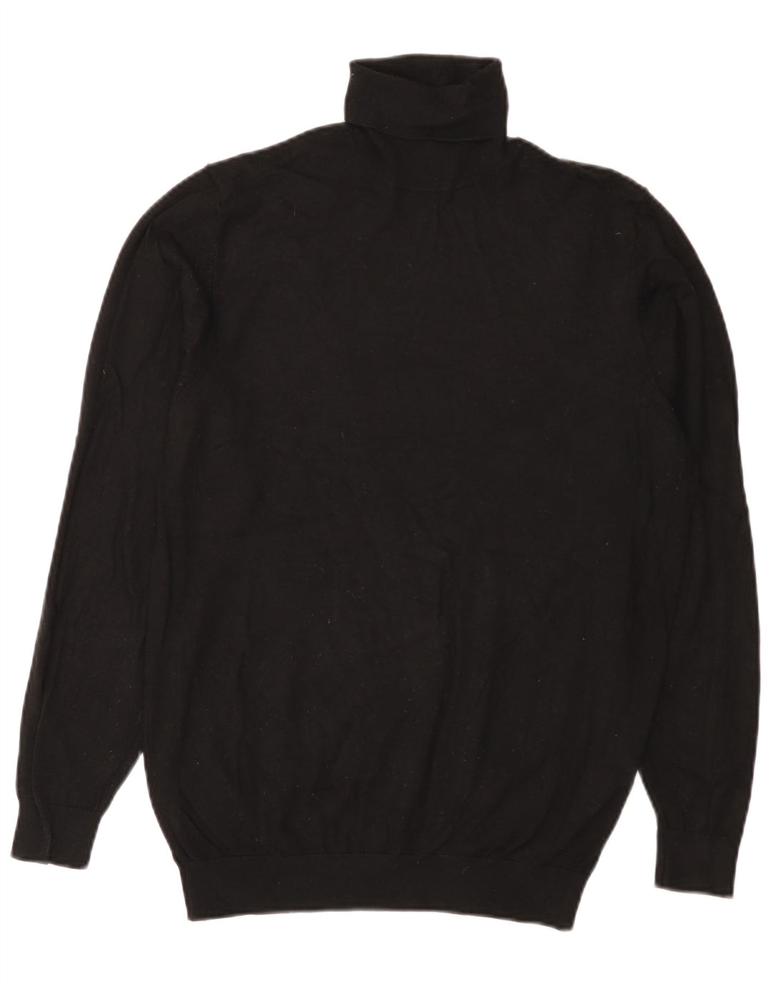 Zara Mens Roll Neck Jumper Sweater Medium Black Viscose