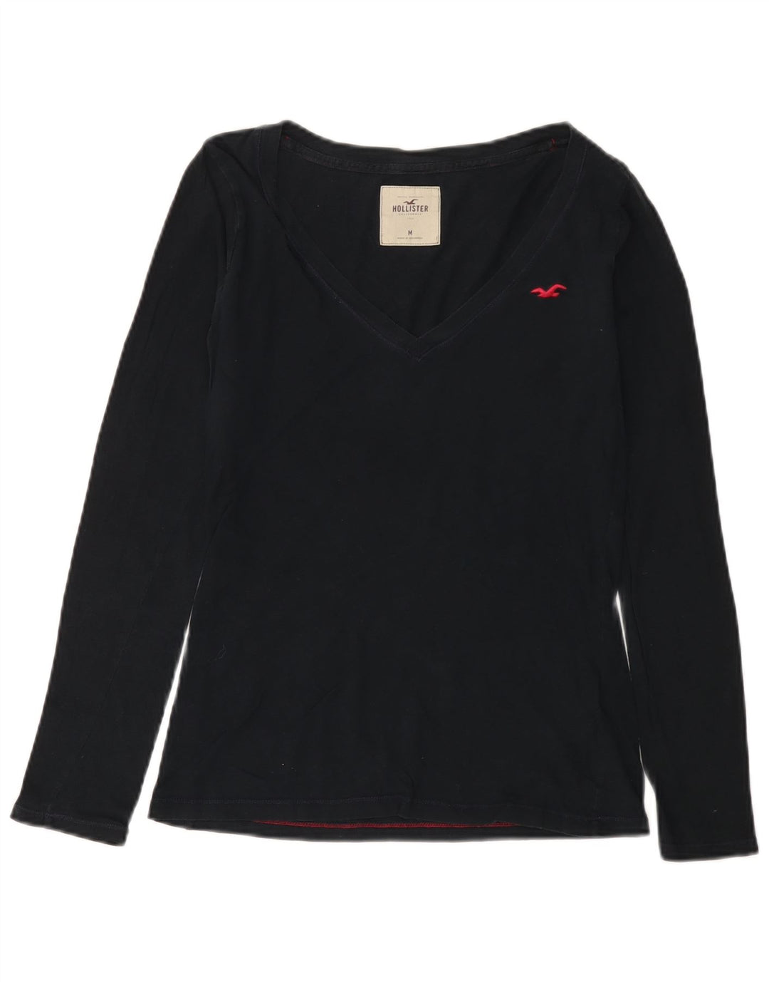 HOLLISTER Womens Top Long Sleeve UK 12 Medium Black Cotton