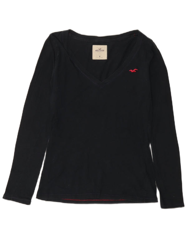 HOLLISTER Womens Top Long Sleeve UK 12 Medium Black Cotton