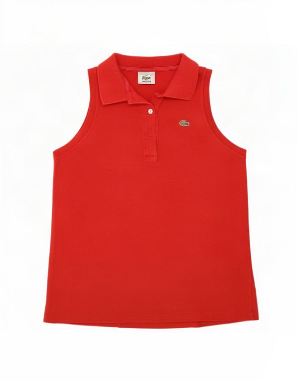 Lacoste Womens Sleeveless Polo Shirt Size 40 Medium Red Cotton