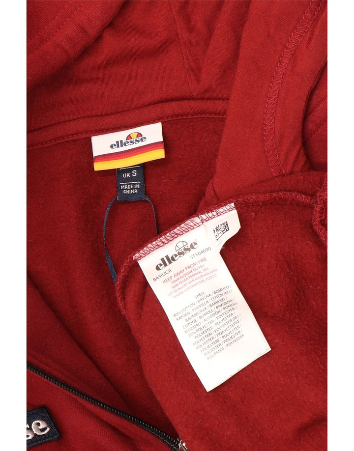 ELLESSE Mens Zip Neck Hoodie Jumper Small Red Cotton