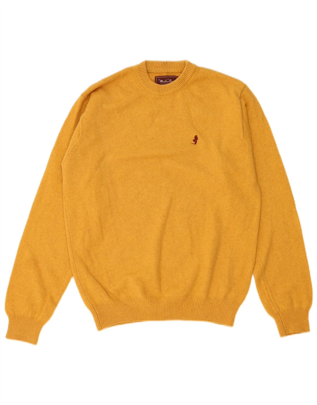 MARLBORO CLASSICS Mens Crew Neck Jumper Sweater Medium Yellow Wool