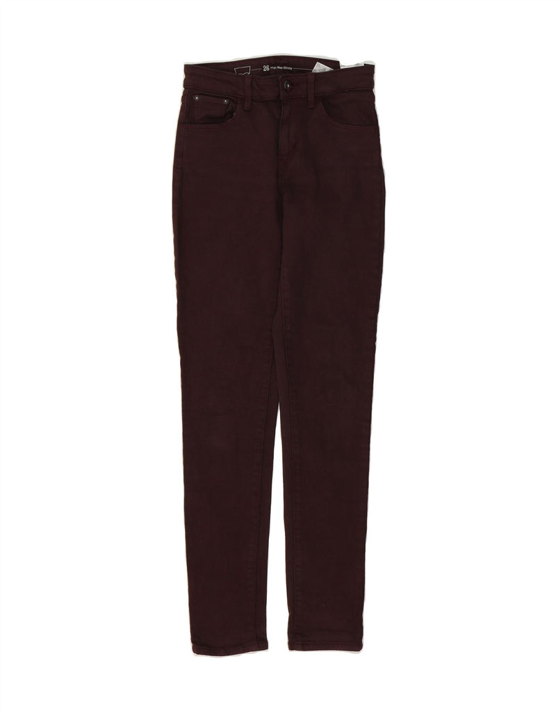 LEVI'S Womens High Rise Skinny Jeans W26 L32 Burgundy Cotton Vintage Levi's and Second-Hand Levi's from Messina Hembry 