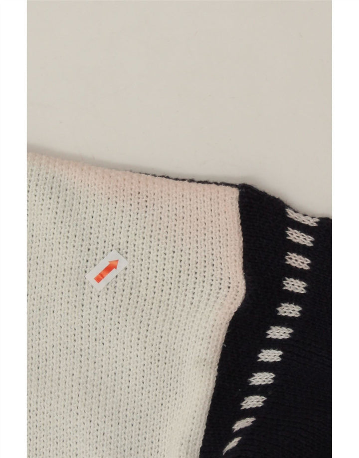 ALBA MODA Womens Crew Neck Jumper Sweater IT 48 XL White Colourblock Vintage Alba Moda and Second-Hand Alba Moda from Messina Hembry 