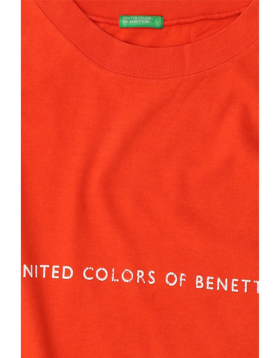 Benetton Mens Graphic T-Shirt Top Large Orange