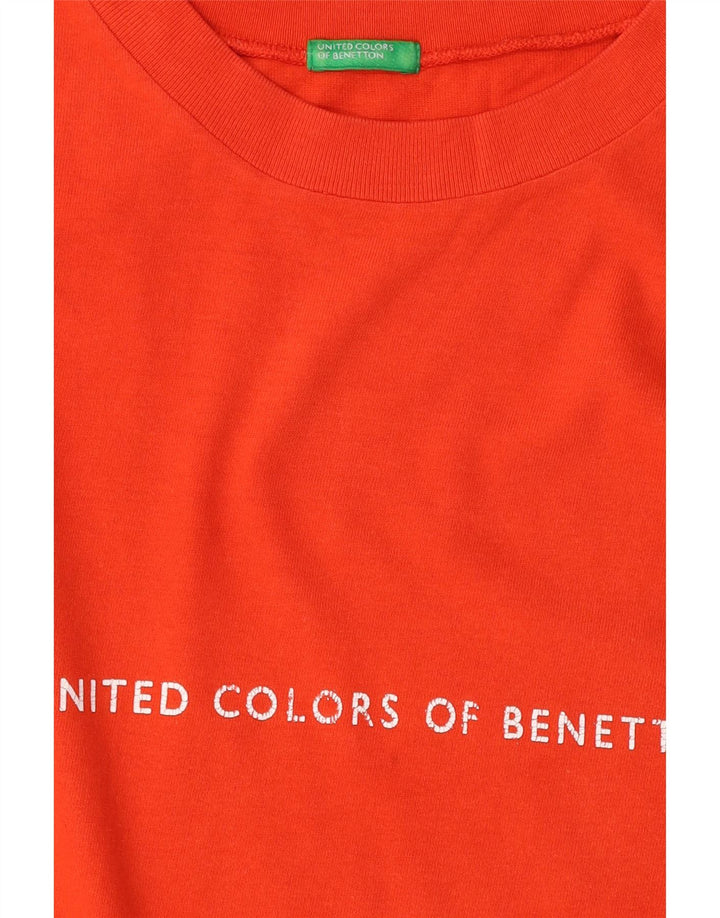 Benetton Mens Graphic T-Shirt Top Large Orange