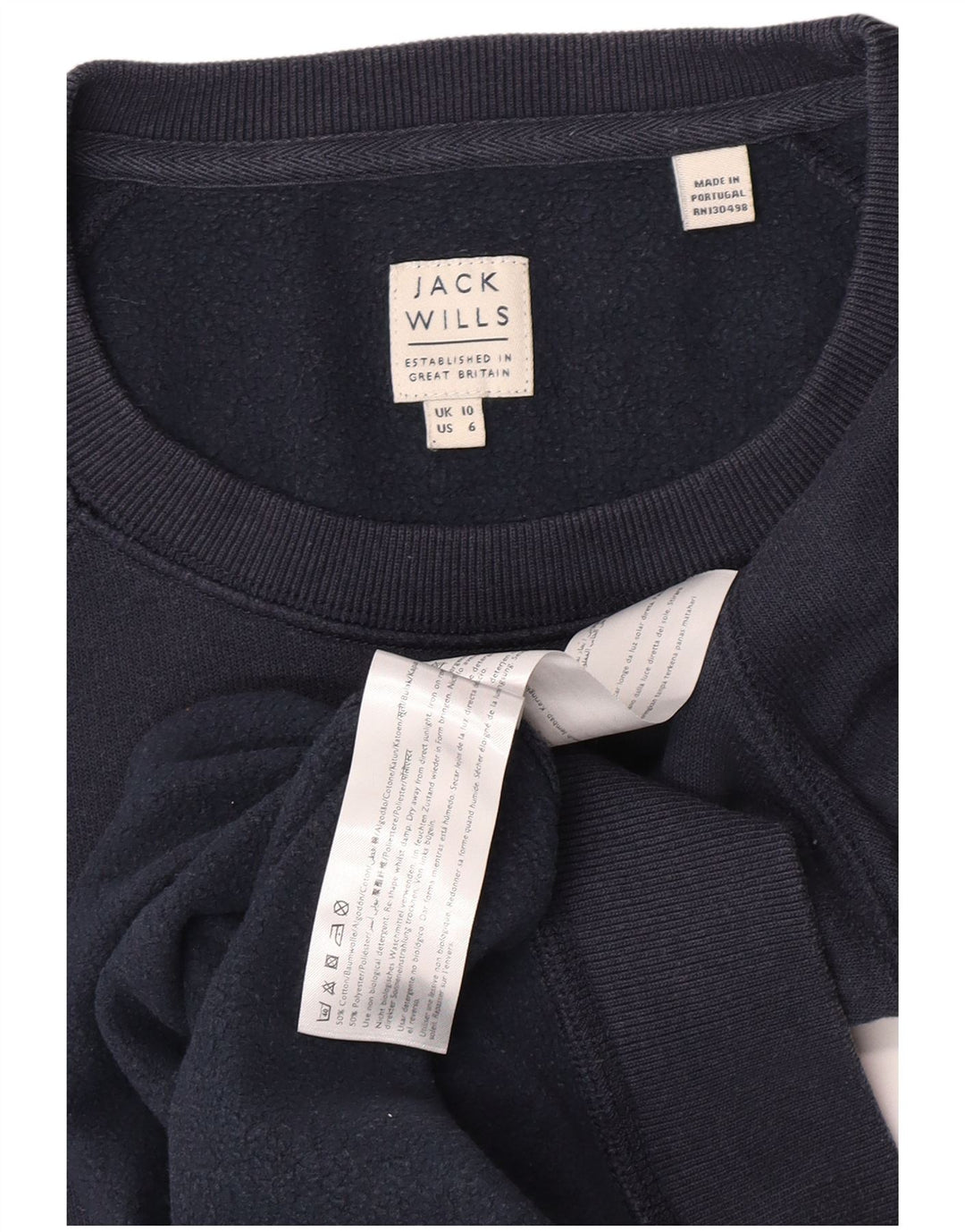 Jack Wills Womens Sweatshirt Jumper UK 10 Small Navy Blue Cotton
