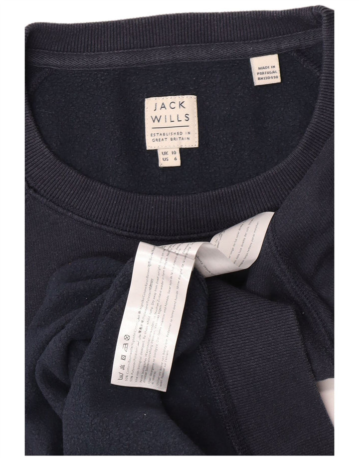 Jack Wills Womens Sweatshirt Jumper UK 10 Small Navy Blue Cotton