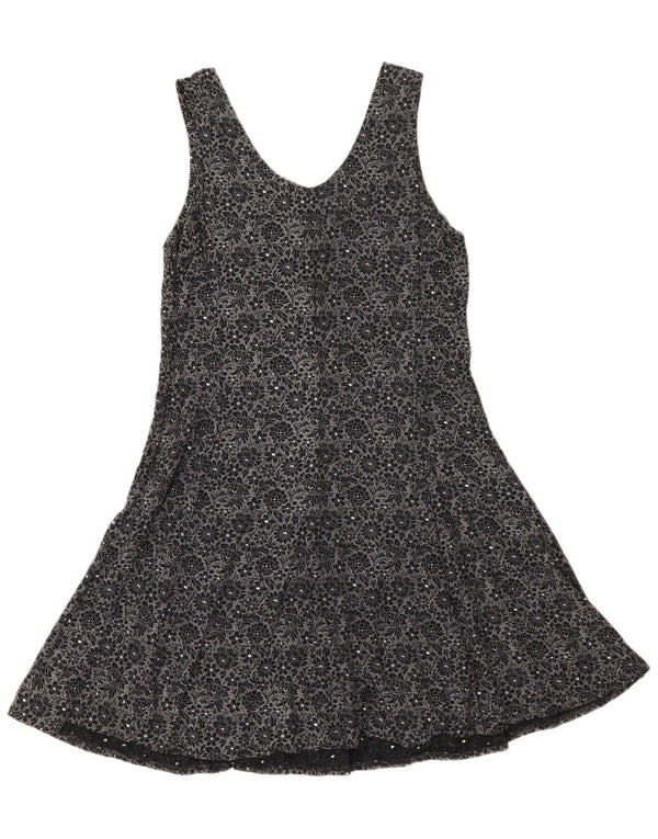 Vintage Womens Sleeveless A-Line Dress EU 36 Small Black Floral