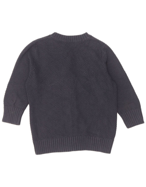 L.L.Bean Womens 3/4 Sleeve Cardigan Sweater UK 14 Medium Navy Blue Cotton