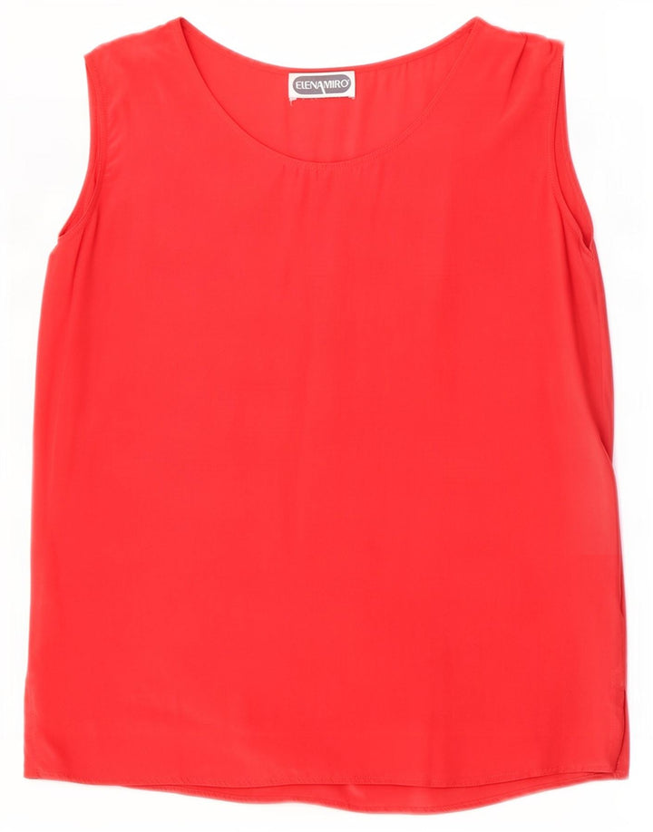 ELENA MIRO Womens Sleeveless Blouse Top UK 16 Large Red Silk
