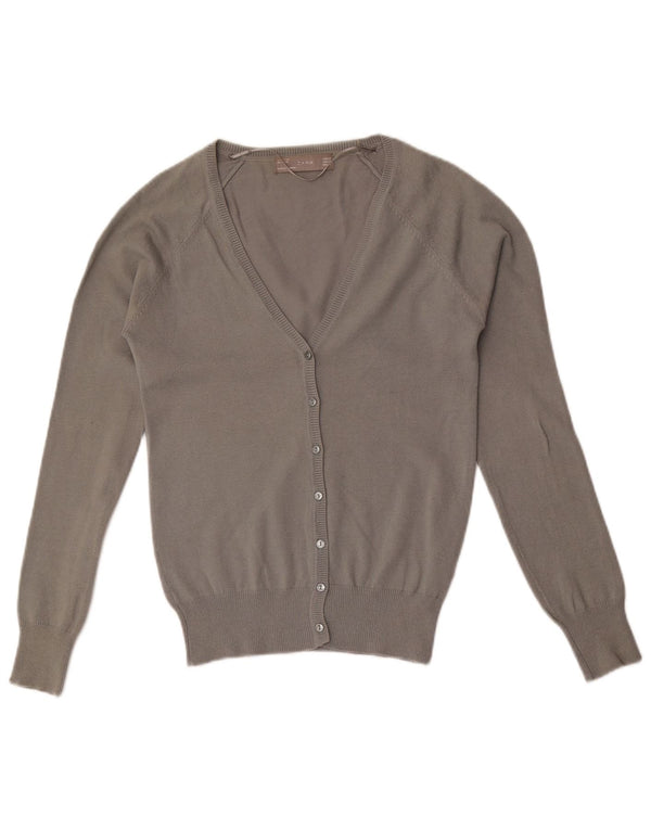 Zara Womens Cardigan Sweater UK 6 XS Grey Cotton