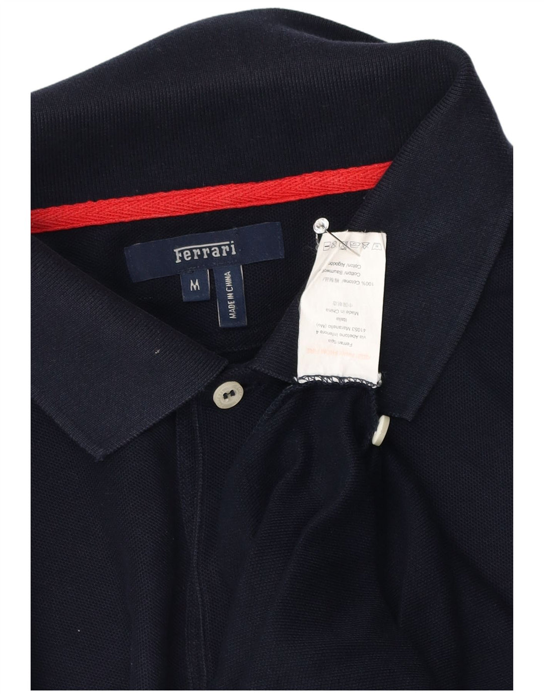 Ferrari Mens Polo Shirt Medium Navy Blue Cotton