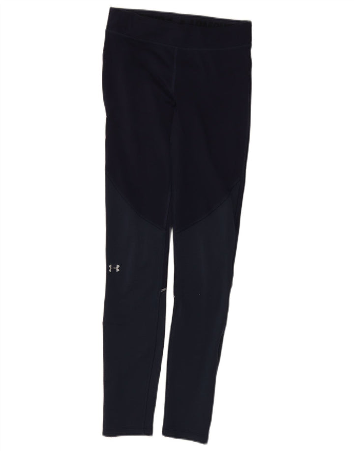 Under Armour Womens Leggings UK 4 XS  Navy Blue Colourblock Polyester