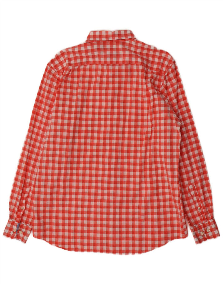 Nautica Mens Shirt Medium Red Gingham Cotton