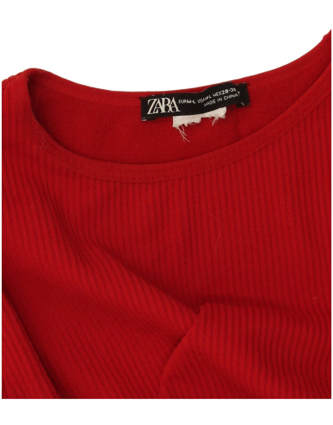Zara Womens Long Sleeve Crop Top UK 12 Medium Red