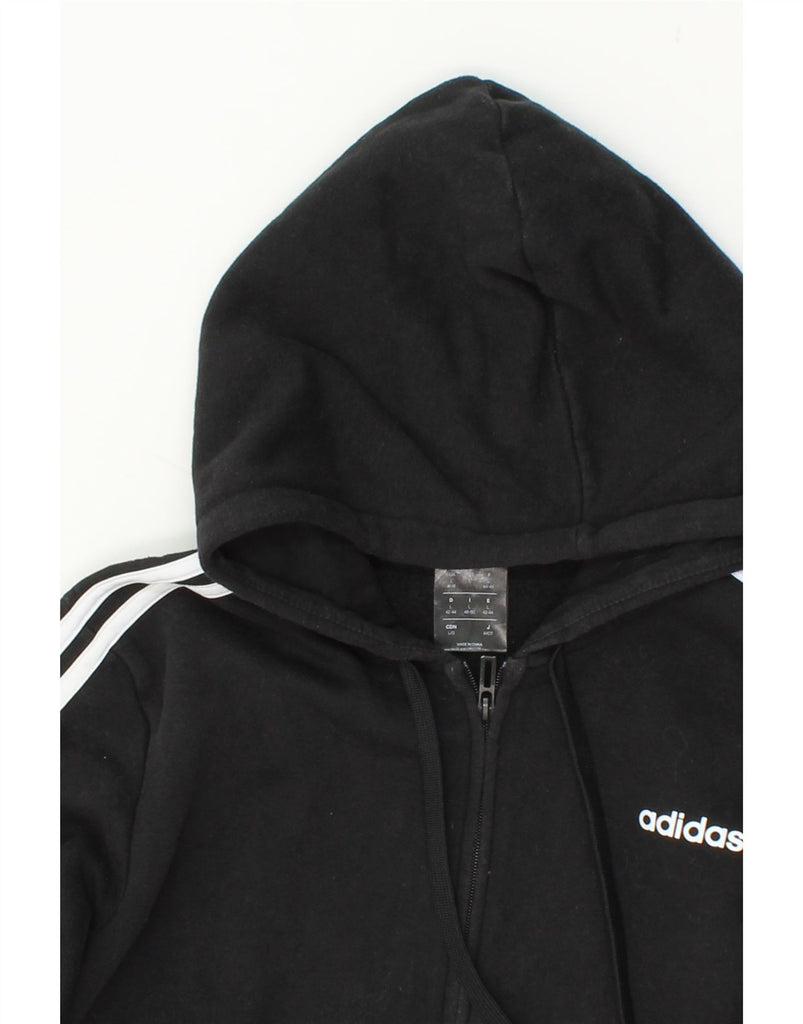 ADIDAS Womens Zip Hoodie Sweater UK 16/18 Large Black Cotton Vintage Adidas and Second-Hand Adidas from Messina Hembry 