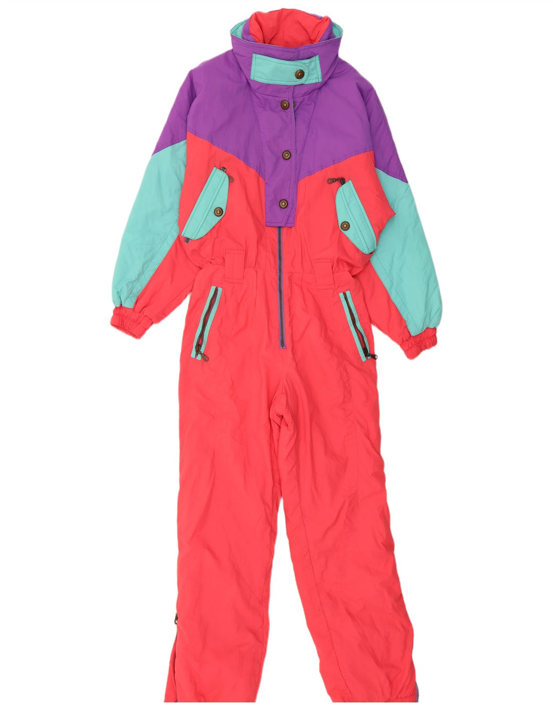 Vintage Womens Ski Jumpsuit IT 42 Medium Multicoloured Colourblock