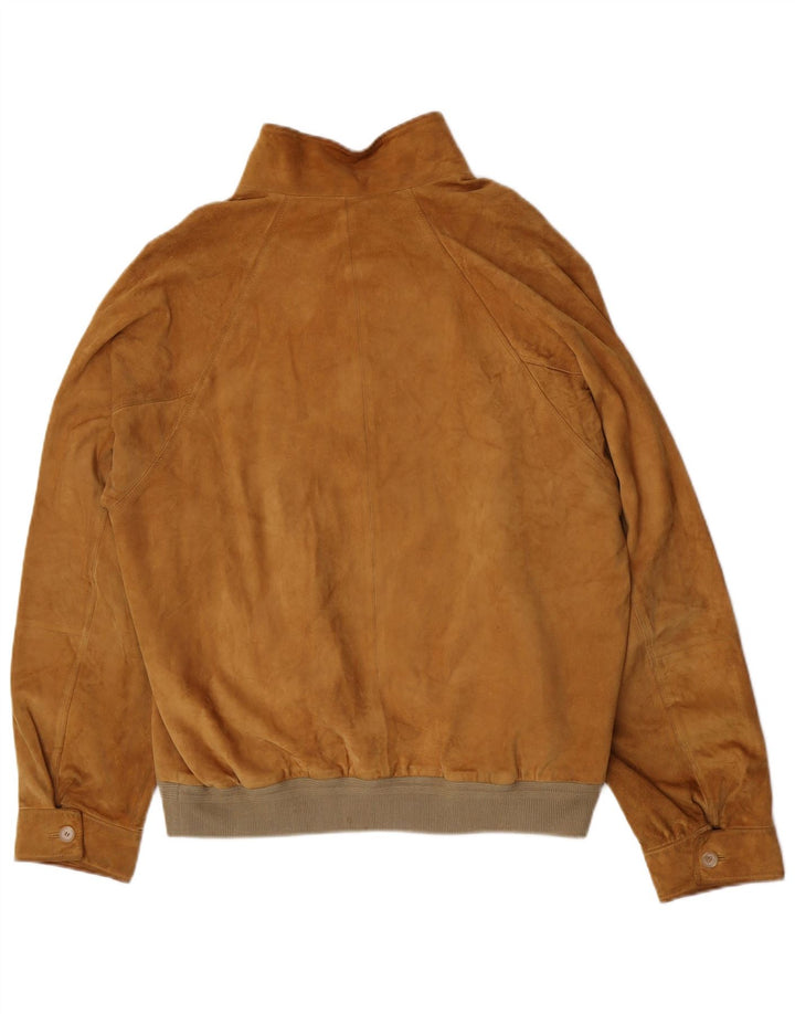 Gerani Mens Suede Bomber Jacket IT 56 3XL Beige Leather