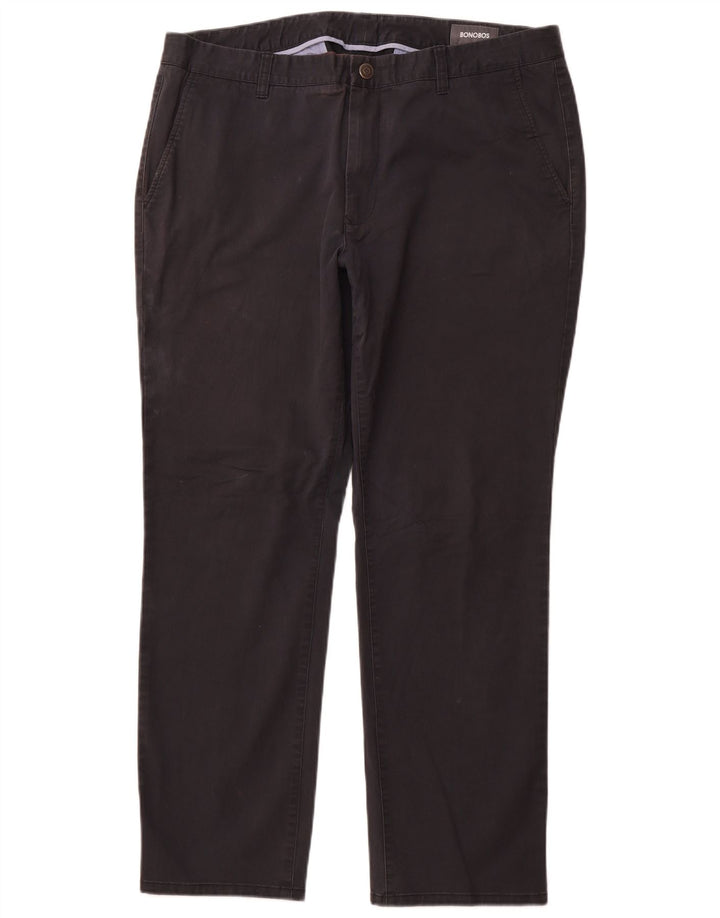 BONOBOS Mens Straight Chino Trousers W38 L30 Navy Blue Cotton