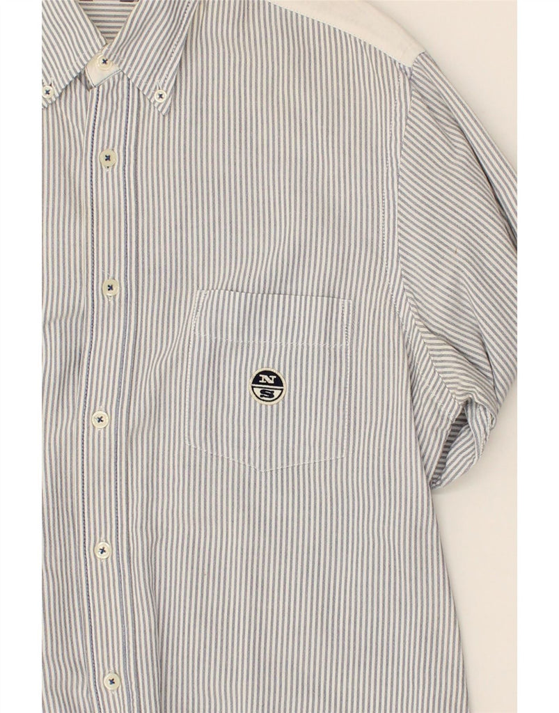 NORTH SAILS Mens Shirt Large Grey Pinstripe Cotton Vintage North Sails and Second-Hand North Sails from Messina Hembry 