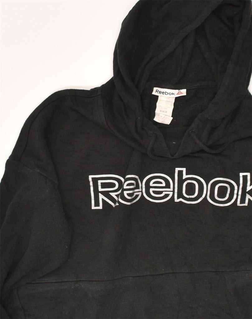 REEBOK Mens Graphic Hoodie Jumper Medium Black Cotton | Vintage Reebok | Thrift | Second-Hand Reebok | Used Clothing | Messina Hembry 