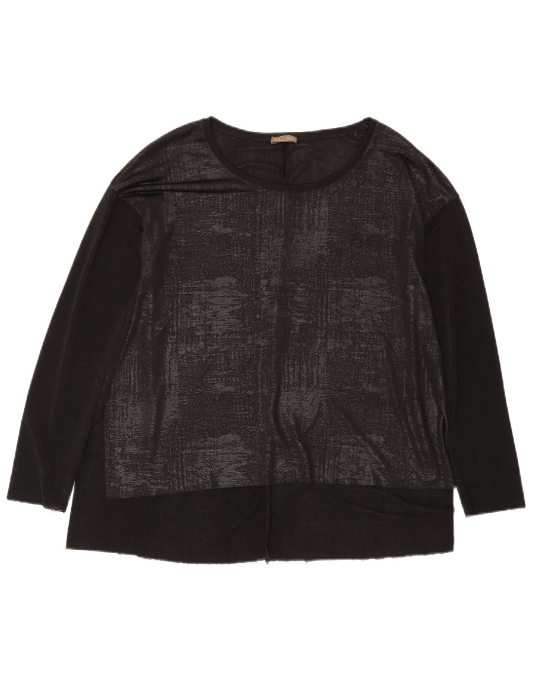 Zara Womens Loose Fit Top Long Sleeve UK 14 Medium Black Geometric