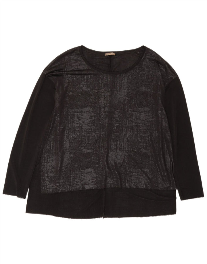 Zara Womens Loose Fit Top Long Sleeve UK 14 Medium Black Geometric