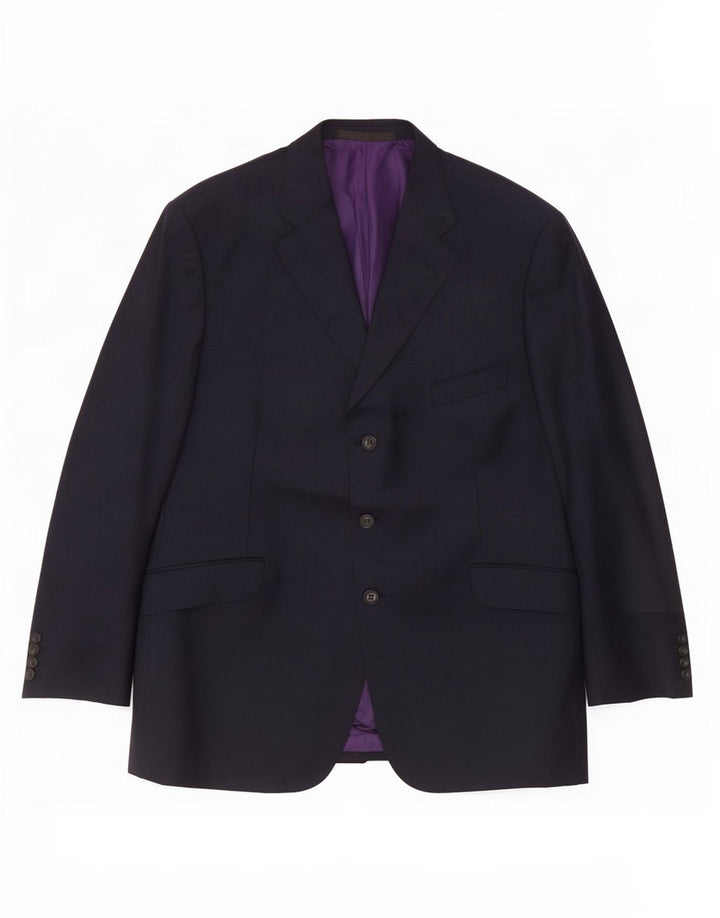 Marks & Spencer Mens 3 Button Blazer Jacket UK 44 XL Navy Blue Wool