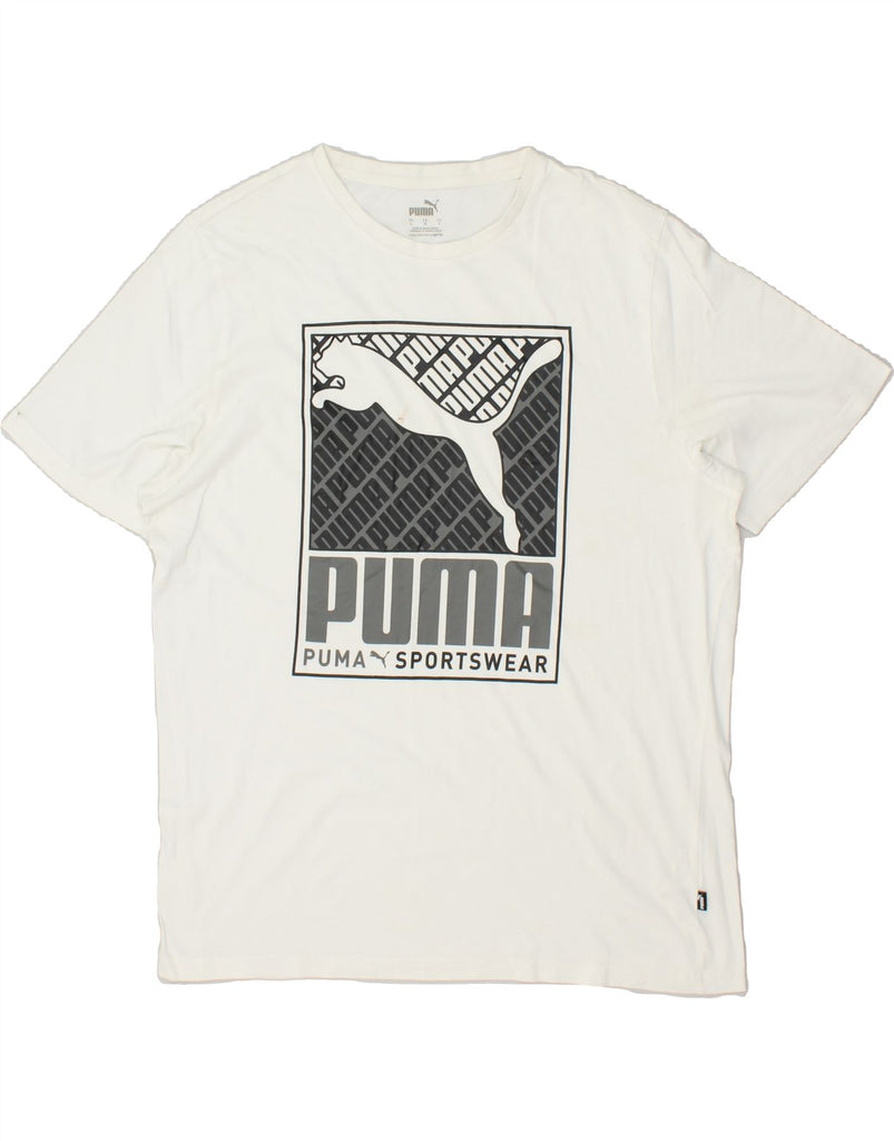 PUMA Mens Graphic T-Shirt Top Large White Cotton Vintage Puma and Second-Hand Puma from Messina Hembry 