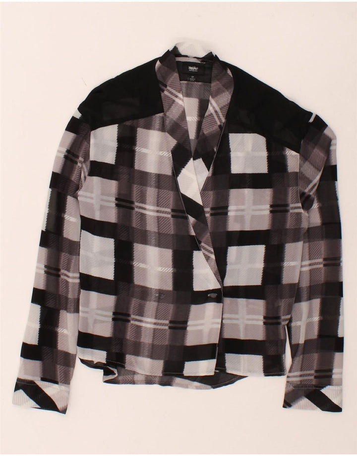 MOSSIMO Womens See Through Shirt Blouse UK 10 Small Grey Check Polyester Vintage Mossimo and Second-Hand Mossimo from Messina Hembry 