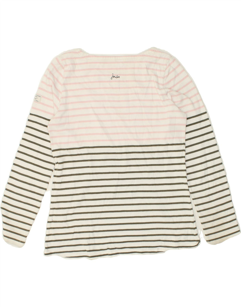 JOULES Womens Top Long Sleeve UK 12 Medium  White Striped Cotton | Vintage Joules | Thrift | Second-Hand Joules | Used Clothing | Messina Hembry 