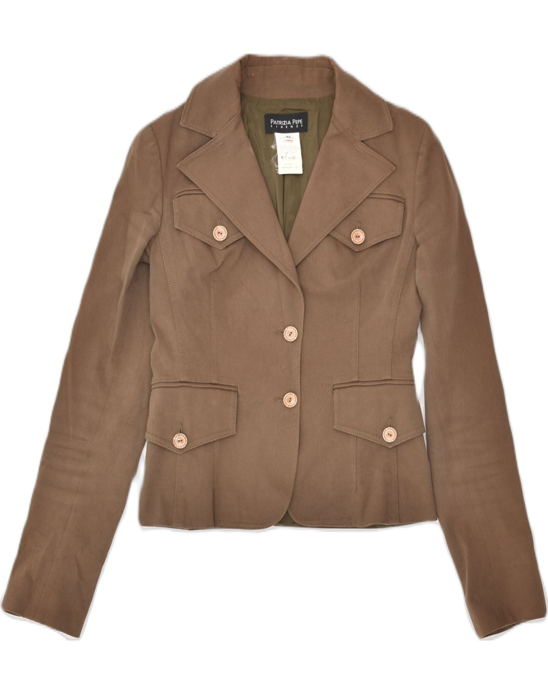 PATRIZIA PEPE Womens 2 Button Blazer Jacket IT 40 Small Brown Cotton | Vintage Patrizia Pepe | Thrift | Second-Hand Patrizia Pepe | Used Clothing | Messina Hembry 