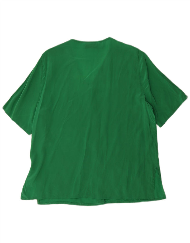 Roccobarocco Womens Short Sleeve Shirt Blouse UK 14 Large Green