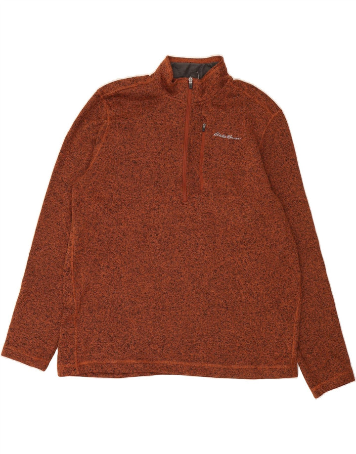 EDDIE BAUER Mens Tall Zip Neck Sweatshirt Jumper XL Brown Flecked Vintage Eddie Bauer and Second-Hand Eddie Bauer from Messina Hembry 