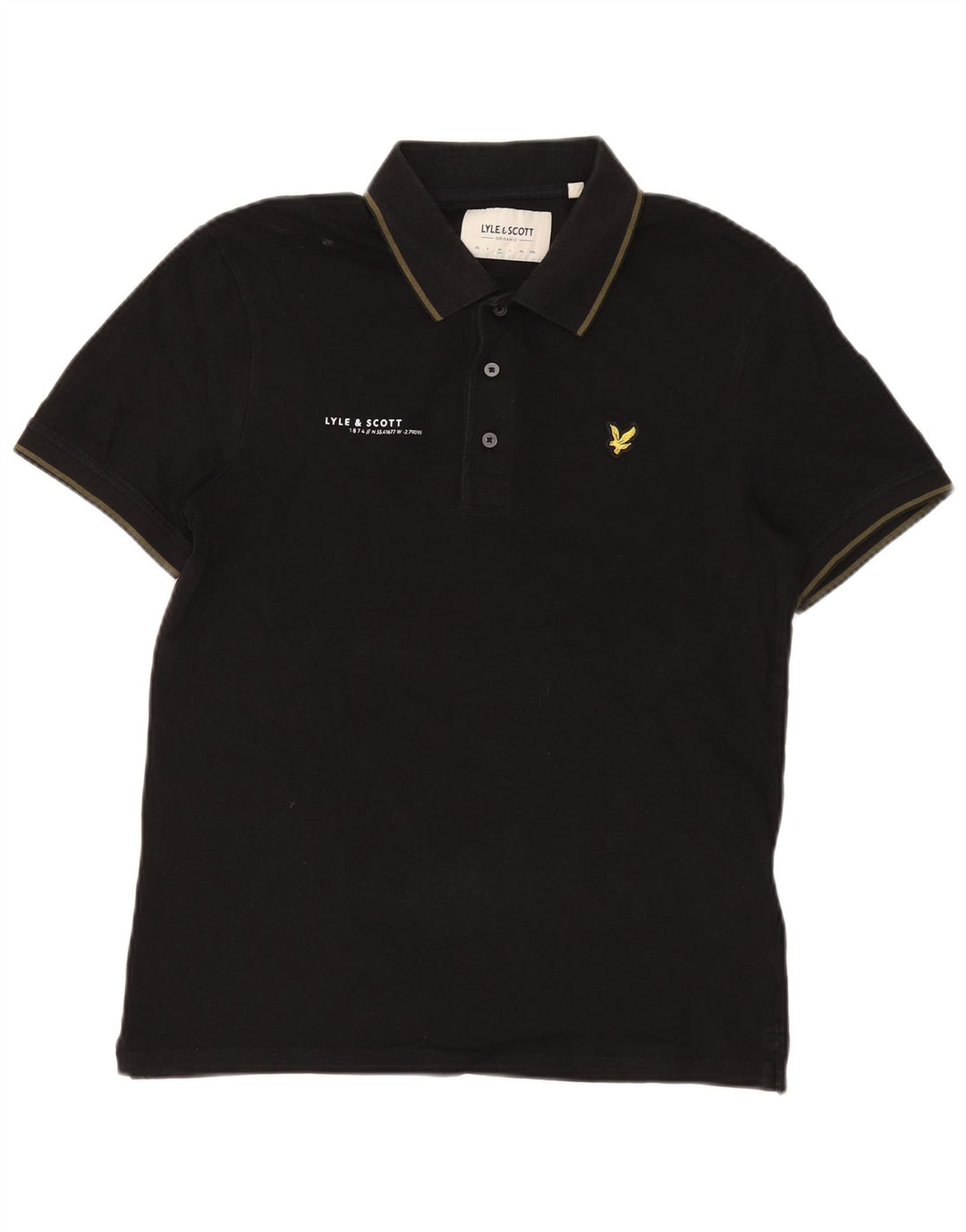 Lyle & Scott Mens Polo Shirt Medium Black Cotton