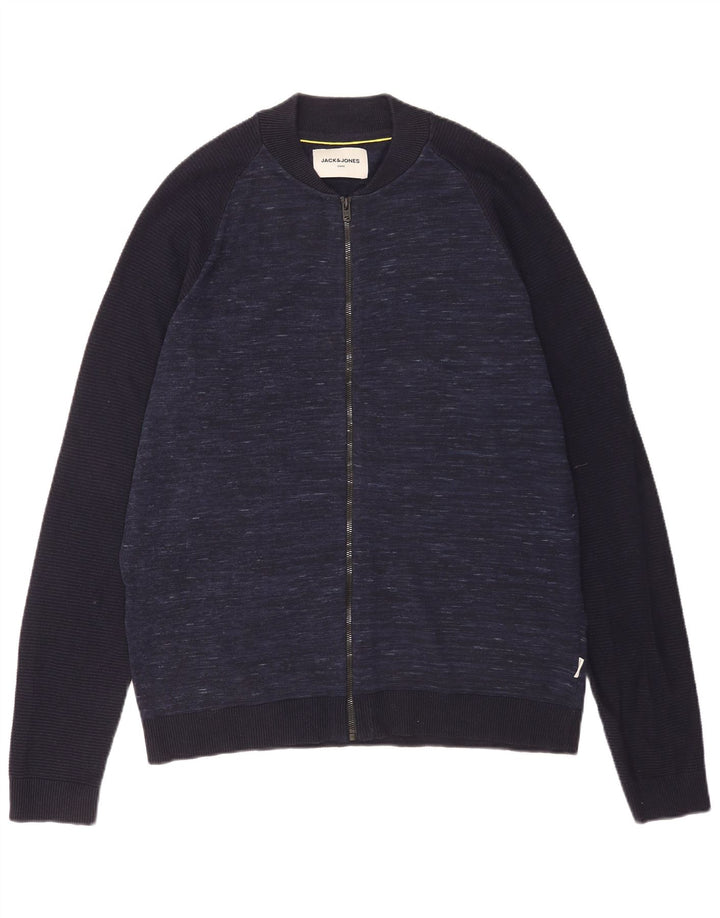 Jack & Jones Mens Cardigan Sweater XL Navy Blue Flecked