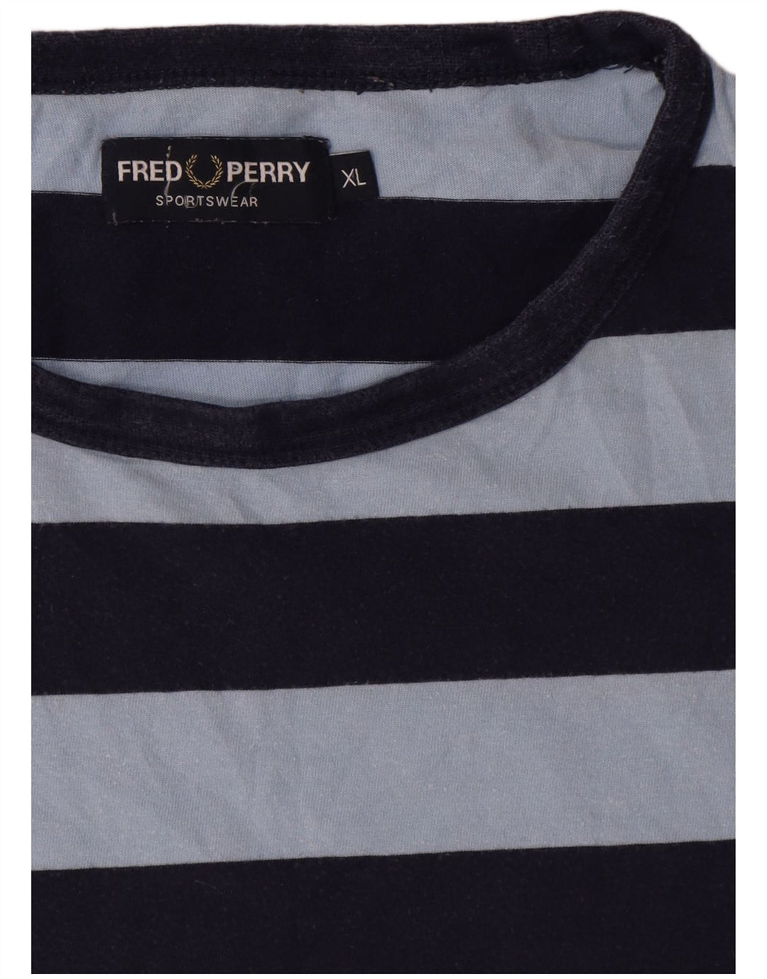 Fred Perry Mens T-Shirt Top XL Blue Striped Cotton