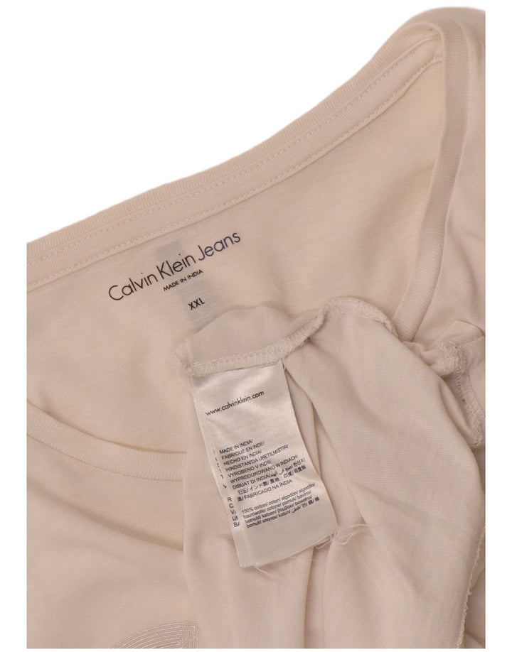 CALVIN KLEIN JEANS Mens Graphic T-Shirt Top 2XL White Cotton