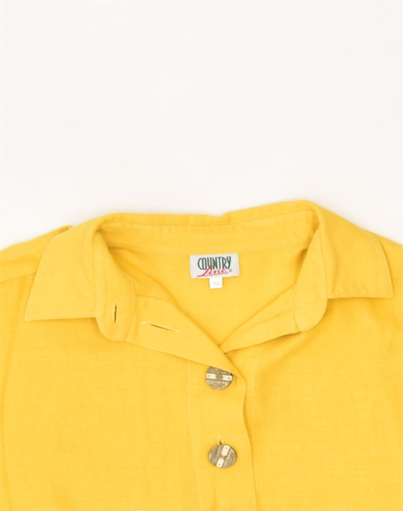 COUNTRY Womens Short Sleeve Shirt EU 38 Medium Yellow Linen | Vintage Country | Thrift | Second-Hand Country | Used Clothing | Messina Hembry 