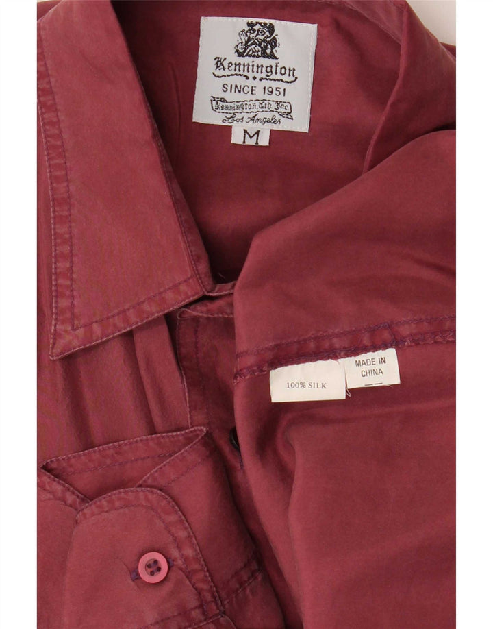 Kennington Mens Shirt Medium Burgundy Silk