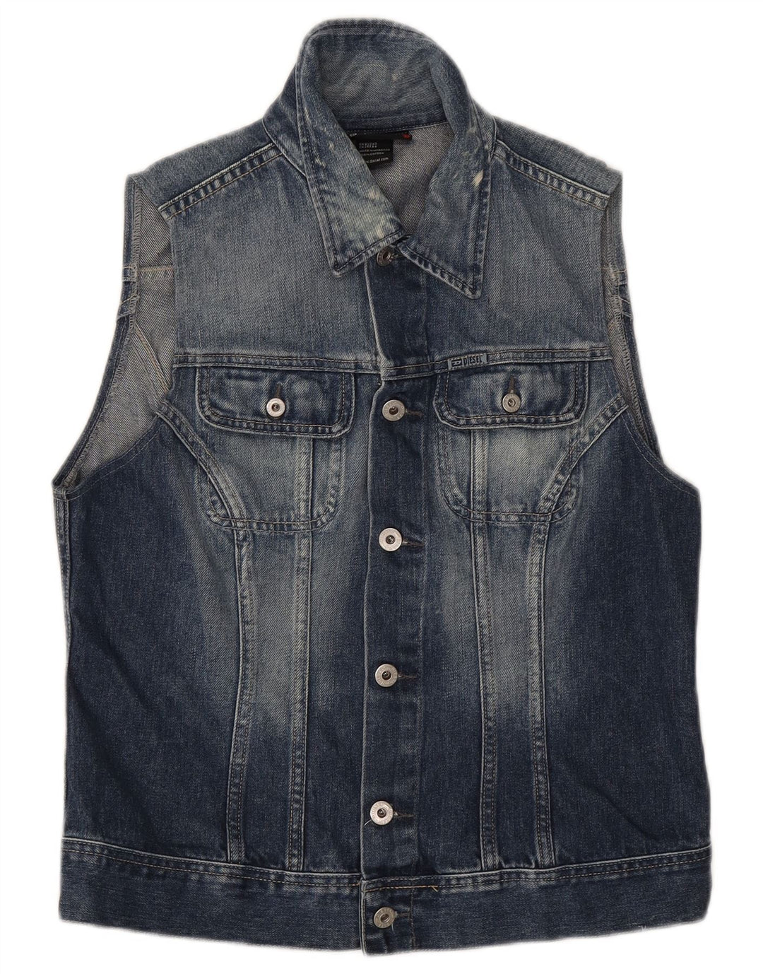 Diesel Mens Denim Gilet UK 40 Large Blue Cotton