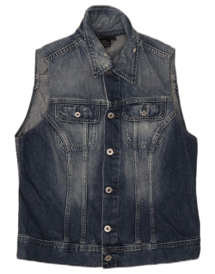 Diesel Mens Denim Gilet UK 40 Large Blue Cotton