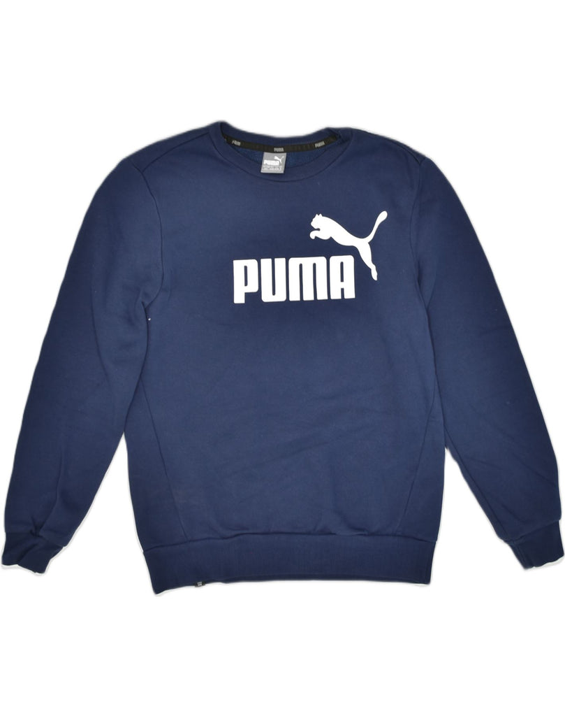 PUMA Mens Graphic Sweatshirt Jumper Small Navy Blue Cotton | Vintage | Thrift | Second-Hand | Used Clothing | Messina Hembry 