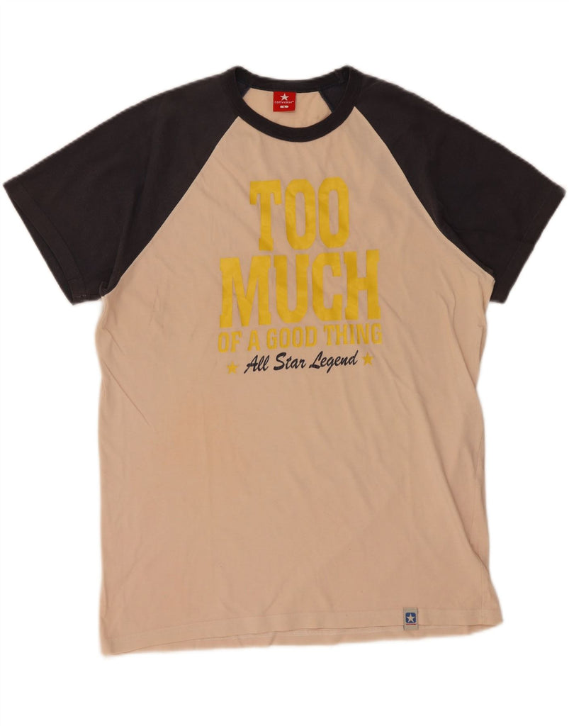 CONVERSE Mens Graphic T-Shirt Top Large Orange Colourblock Cotton Vintage Converse and Second-Hand Converse from Messina Hembry 