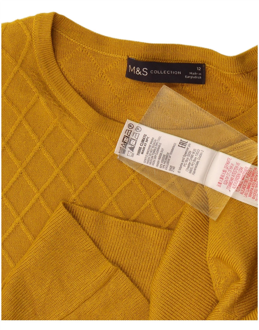 Marks & Spencer Womens Boat Neck Jumper Sweater UK 12 Medium Yellow