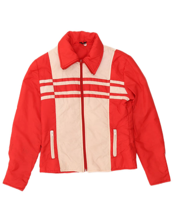 Vintage Womens Padded Jacket UK 10 Small Red Colourblock