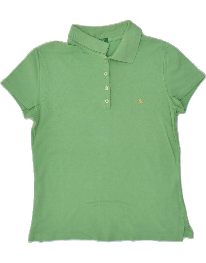 BENETTON Womens Polo Shirt UK 12 Medium Green Cotton | Vintage Benetton | Thrift | Second-Hand Benetton | Used Clothing | Messina Hembry 