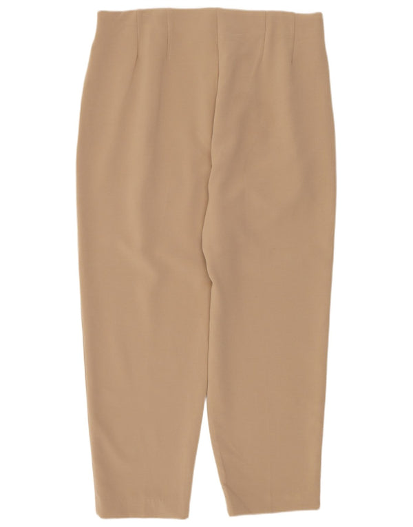 Marks & Spencer Womens Tapered Cropped Trousers UK 14 Medium W30 L24 Beige