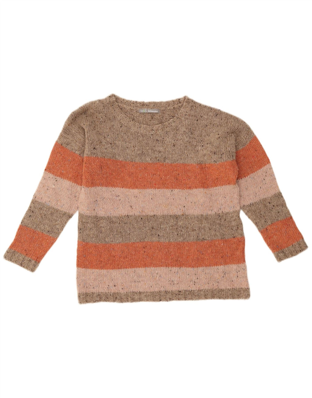 Marks & Spencer Womens Boat Neck Jumper Sweater UK 14 Large Beige